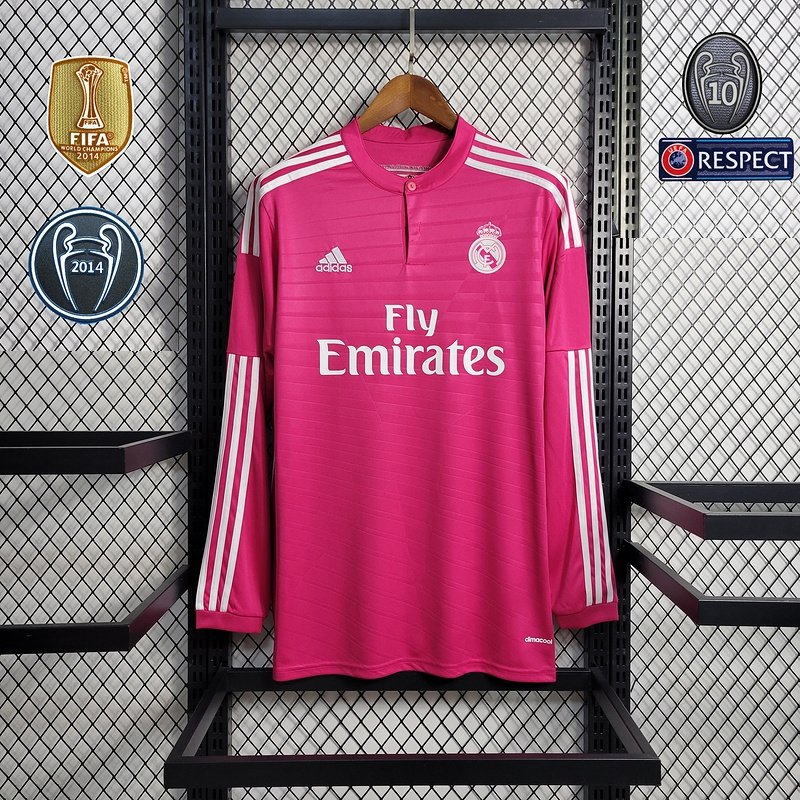 com patchs Camisa Real Madrid Away 2014-2015 Manga Longa - Imagem 1